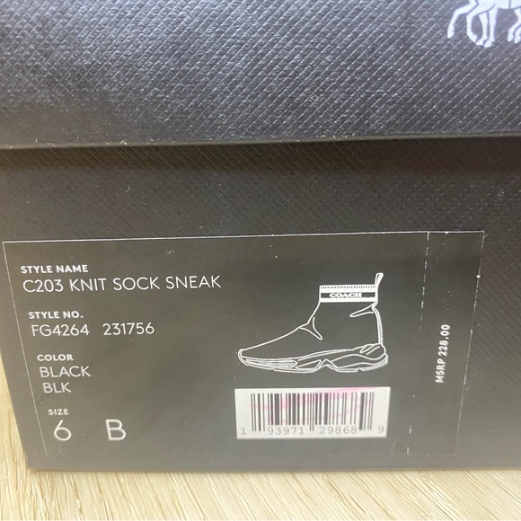 Coach C203 Knit Sock Sneaker Black Size 6 B - Picture 10 of 11
